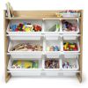 Natural Wood/White Toy Organizer with Shelf and 9 Storage Bins