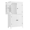 Elegant Bathroom Floor Storage Cabinet, Bathroom Storage Unit, Freestanding Cabinet with 4 Doors, Adjustable Shelves, Adaptable Shelves, White