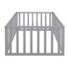 Twin Size Wood Daybed Frame with Fence, Gray