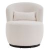 White Plush Swivel Accent Chair - Contemporary Round Armchair with 360¬∞ Rotation and Metal Base for Living Room Elegance