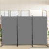 6FT Trifold 160g Polyester Cloth Plastic Foot Carbon Steel Frame Foldable Screen Gray