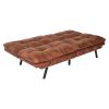 Futon Sofa Bed with Adjustable Backrests Sleeper Couch with Adjustable Armrests Convertible Sofa Couch Bed for Small Space Apartment Living Room Brown