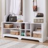 Hall Tree Entryway Bench with Coat Rack, with Shoe Cubbies for bedroom, White, 59.8'' w x 15.8'' d x 76.8''h.