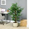 HOMCOM 5ft Artificial Ficus with Pot, Indoor Outdoor Fake Plant for Home Office Living Room D√©cor