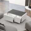 Modern Smart Coffee Table with Built-in Fridge, Bluetooth Speaker, Wireless Charging, Touch Control Panel, USB Ports, Outlet Protection