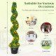 Pre-Lit Artificial Boxwood Spiral Topiary Tree Set of 2 with 100 LED Lights