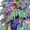 6FT Pre-Lit Spruce Snow Flocked Christmas Tree, Artificial Hinged Xmas Tree with 300 Multi-Color LED Lights, 8 Flashing Modes &790 Snow Branch Tips