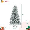 6FT Pre-Lit Spruce Snow Flocked Christmas Tree, Artificial Hinged Xmas Tree with 300 Multi-Color LED Lights, 8 Flashing Modes &790 Snow Branch Tips