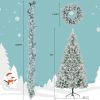 6FT Snow Flocked Christmas Tree, Pre-Lit Set with Tree & Garland & Wreath, Artificial Hinged Xmas Tree with Colorful LED Lights, 8 Lighting Modes