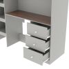 Wood Full Size Loft Bed with Built-in Wardrobe, Desk, Storage Shelves and Drawers, Grey