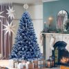 6FT Pre-Lit Hinged Artificial Fir ChristmasTree, Xmas Tree Snow Flocked Artificial Holiday Christmas Tree w/750 Branch Tips X-mas