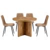 5 Piece Round Dining Table Set, Modern Round Table and 4 Upholstered Chairs for Dining Room, Kitchen Room, Living Room, Easy Assembly