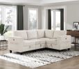 Modern Living Room Furniture Beige Armless Chair with Storage Corduroy Fabric Upholstery 1pc Modular Armless Chair