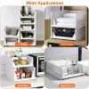 4 Packs Plastic Storage Box Closet Organizer Foldable Storage Bin Stackable Drawer with Slide Rail Push-Pull Storage Basket for Living Room Bedroom Wa