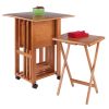 Sophia 5-Pc Snack Table Set; Drop Leaf Top; Teak