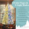 6FT Snow Flocked Christmas Tree, Pre-Lit Set with Tree & Garland & Wreath, Artificial Hinged Xmas Tree with Colorful LED Lights, 8 Lighting Modes