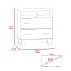 Portanova Two Drawer Dresser, Two Open Shelves, Superior Top, Four Legs -Black