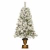 Pre-lit Xmas Tree Artificial Christmas 4-Piece Set,Garland, Wreath and Set of 2 Entrance Trees X-mas with LED Lights, Christmas Tree