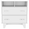 Portanova Two Drawer Dresser, Two Open Shelves, Superior Top, Four Legs -White