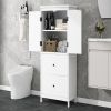 Bathroom Storage Cabinet, Cabinet with Two Doors and Drawers, Adjustable Shelf, MDF Board, White