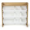 Natural Wood/White Toy Organizer with Shelf and 9 Storage Bins