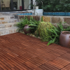 10 PCS Interlocking Deck Tiles Striped Pattern, 12" x 12" Square Acacia Hardwood Outdoor Flooring for Patio, Bancony, Pool Side,...