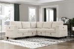 Modern Living Room Furniture Beige Armless Chair with Storage Corduroy Fabric Upholstery 1pc Modular Armless Chair