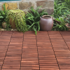 10 PCS Interlocking Deck Tiles Striped Pattern, 12" x 12" Square Acacia Hardwood Outdoor Flooring for Patio, Bancony, Pool Side,...