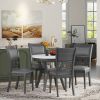 5-piece Dining Round Table Set with One Faux Marble Top Dining Table and Four PU-leather Chairs,Grey