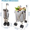 Shopping Cart with Wheels, Portable Shopping Cart for Groceries, Folding Utility Cart Heavy Duty Rolling Storage