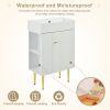 21.6" white Bathroom vanity, Combo Cabinet, Bathroom Storage Cabinet, Single Ceramic Sink, Left side storage