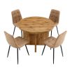 5 Piece Round Dining Table Set, Modern Round Table and 4 Upholstered Chairs for Dining Room, Kitchen Room, Living Room, Easy Assembly