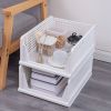 4 Packs Plastic Storage Box Closet Organizer Foldable Storage Bin Stackable Drawer with Slide Rail Push-Pull Storage Basket for Living Room Bedroom Wa