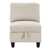 Modern Living Room Furniture Beige Armless Chair with Storage Corduroy Fabric Upholstery 1pc Modular Armless Chair