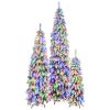 8FT, 6FT, 4FT Pre-Lit Pencil Christmas Trees, 3-set Slim Artificial Christmas Tree With Snow Flocking, Xmas Holiday Decoration Tree, 1455 Branch Tips