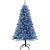 6FT Pre-Lit Hinged Artificial Fir ChristmasTree, Xmas Tree Snow Flocked Artificial Holiday Christmas Tree w/750 Branch Tips X-mas