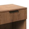 Modern Fluted-Drawer Nightstand with Open Cubby ‚Äì Mocha