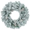 6FT Snow Flocked Christmas Tree, Pre-Lit Set with Tree & Garland & Wreath, Artificial Hinged Xmas Tree with Colorful LED Lights, 8 Lighting Modes