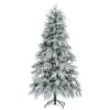 6FT Pre-Lit Spruce Snow Flocked Christmas Tree, Artificial Hinged Xmas Tree with 300 Multi-Color LED Lights, 8 Flashing Modes &790 Snow Branch Tips