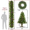 Pre-lit Artificial Christmas 4-Piece Set,Garland, Wreath and Set of 2 Entrance Trees Pre-lit Artificial Christmas 4-Piece Set,Garland