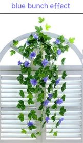 Simulation Plant Morning Glory Ratten For Wall Hanging Decoration (Color: Blue)