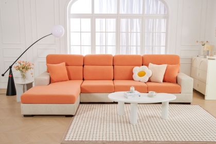 Four Seasons Universal Noble Consort Sofa Cover, High Quality Elastic Universal Cover, Sofa Hat, Non slip Sofa Seat Cushion Cover, Full Package (Color: Warm Bean Orange, size: XL)