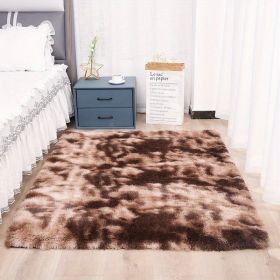 1pc, High Pile Tie-Dyed Shaggy Rug for Living Room and Bedroom - Fire Retardant, Machine Washable, Anti-Skid, Faux Fur (Color: Tie-dye Brown, size: 47.24*78.74inch)