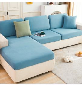 Ice Silk Elastic Sofa Hat Full Package Universal Set New Simple Modern Anti slip Sofa Cover Summer Cover (Color: Peace Blue, size: L)