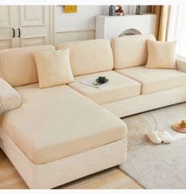 Ice Silk Elastic Sofa Hat Full Package Universal Set New Simple Modern Anti slip Sofa Cover Summer Cover (Color: Beige, size: Plus M)