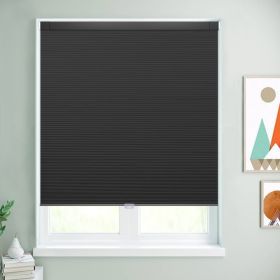 WELLSOURCE Cordless Cellular Shades without Drilling Honeycomb Blinds Blackout for Windows Bed Room, Office Easy to Install Custom Size (Color: Black, size: CUSTOM SIZE)