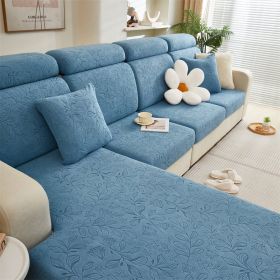 1 PC Jacquard Velvet Elastic Leather Sofa Cover, Simple All Inclusive Universal Set, All Season Universal Type (Color: Blue, size: 3-seater seat)