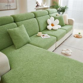 1 PC Jacquard Velvet Elastic Leather Sofa Cover, Simple All Inclusive Universal Set, All Season Universal Type (Color: Green, size: 2-person seat)