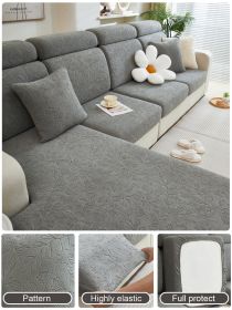 1 PC Jacquard Velvet Elastic Leather Sofa Cover, Simple All Inclusive Universal Set, All Season Universal Type (Color: Dark Gray, size: Pillow cover)