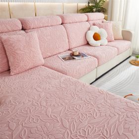 1 Pc Camellia Jacquard Velvet Elastic Leather Sofa Cover Simple All Inclusive Universal Set Four Season Universal Lazy Anti Cat Scratch Sofa Hat (Color: Pink, size: L-shaped sofa)